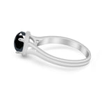 Solitaire Simulated Cubic Zirconia Wedding Ring Double Band 925 Sterling Silver