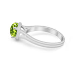 Solitaire Simulated Cubic Zirconia Wedding Ring Double Band 925 Sterling Silver