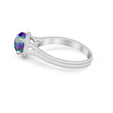 Solitaire Simulated Cubic Zirconia Wedding Ring Double Band 925 Sterling Silver