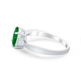 Three Stone Wedding Ring Round Simulated Cubic Zirconia 925 Sterling Silver