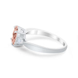 Three Stone Wedding Ring Round Simulated Cubic Zirconia 925 Sterling Silver
