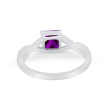 Princess Cut Wedding Ring Round Simulated Cubic Zirconia 925 Sterling Silver