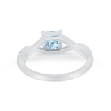 Princess Cut Wedding Ring Round Simulated Cubic Zirconia 925 Sterling Silver