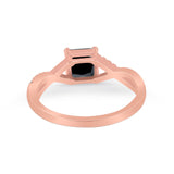 Princess Cut Wedding Ring Round Simulated Cubic Zirconia 925 Sterling Silver