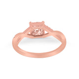 Princess Cut Wedding Ring Round Simulated Cubic Zirconia 925 Sterling Silver