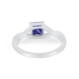 Princess Cut Wedding Ring Round Simulated Cubic Zirconia 925 Sterling Silver