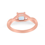 Princess Cut Wedding Ring Round Simulated Cubic Zirconia 925 Sterling Silver