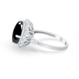 Large Stone Cocktail Ring Art Deco Simulated Cubic Zirconia 925 Sterling Silver