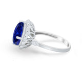 Large Stone Cocktail Ring Art Deco Simulated Cubic Zirconia 925 Sterling Silver