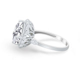 Large Stone Cocktail Ring Art Deco Simulated Cubic Zirconia 925 Sterling Silver