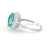 Large Stone Cocktail Ring Art Deco Simulated Cubic Zirconia 925 Sterling Silver