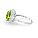 Large Stone Cocktail Ring Art Deco Simulated Cubic Zirconia 925 Sterling Silver