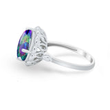Large Stone Cocktail Ring Art Deco Simulated Cubic Zirconia 925 Sterling Silver