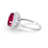 Large Stone Cocktail Ring Art Deco Simulated Cubic Zirconia 925 Sterling Silver