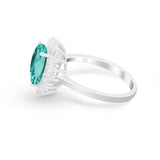 Floral Oval Wedding Ring Round Simulated Cubic Zirconia 925 Sterling Silver