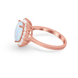 Floral Oval Wedding Ring Round Simulated Cubic Zirconia 925 Sterling Silver
