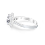 Halo Princess Cut Wedding Ring Simulated Cubic Zirconia 925 Sterling Silver