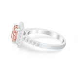 Halo Princess Cut Wedding Ring Simulated Cubic Zirconia 925 Sterling Silver