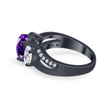 3 Stone Oval Wedding Ring Simulated Cubic Zirconia 925 Sterling Silver