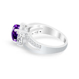 3 Stone Oval Wedding Ring Simulated Cubic Zirconia 925 Sterling Silver