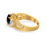 3 Stone Oval Wedding Ring Simulated Cubic Zirconia 925 Sterling Silver