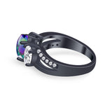3 Stone Oval Wedding Ring Simulated Cubic Zirconia 925 Sterling Silver