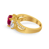 3 Stone Oval Wedding Ring Simulated Cubic Zirconia 925 Sterling Silver
