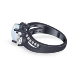 3 Stone Oval Wedding Ring Simulated Cubic Zirconia 925 Sterling Silver