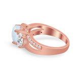 3 Stone Oval Wedding Ring Simulated Cubic Zirconia 925 Sterling Silver