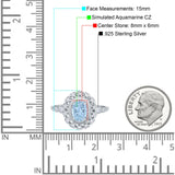 Oval Vintage Art Deco Halo Wedding Engagement Bridal Ring Round Simulated Cubic Zirconia 925 Sterling Silver
