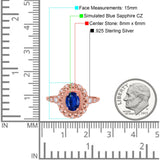 Oval Vintage Art Deco Halo Wedding Engagement Bridal Ring Round Simulated Cubic Zirconia 925 Sterling Silver