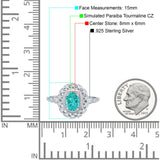 Oval Vintage Art Deco Halo Wedding Engagement Bridal Ring Round Simulated Cubic Zirconia 925 Sterling Silver