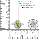 Oval Vintage Art Deco Halo Wedding Engagement Bridal Ring Round Simulated Cubic Zirconia 925 Sterling Silver