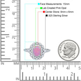 Oval Vintage Art Deco Halo Wedding Engagement Bridal Ring Round Simulated Cubic Zirconia 925 Sterling Silver