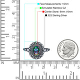 Oval Vintage Art Deco Halo Wedding Engagement Bridal Ring Round Simulated Cubic Zirconia 925 Sterling Silver