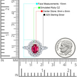 Oval Vintage Art Deco Halo Wedding Engagement Bridal Ring Round Simulated Cubic Zirconia 925 Sterling Silver