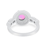Halo Engagement Ring Simulated Cubic Zirconia 925 Sterling Silver