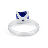 Solitaire Cushion Cut Engagement Ring Simulated Cubic Zirconia 925 Sterling Silver Cushion Cut Ring