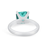 Solitaire Cushion Cut Engagement Ring Simulated Cubic Zirconia 925 Sterling Silver Cushion Cut Ring
