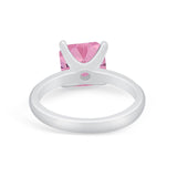 Solitaire Cushion Cut Engagement Ring Simulated Cubic Zirconia 925 Sterling Silver Cushion Cut Ring