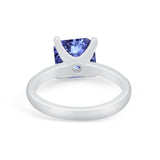 Solitaire Cushion Cut Engagement Ring Simulated Cubic Zirconia 925 Sterling Silver Cushion Cut Ring
