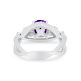 Art Deco Plumeria Flower Infinity Shank Engagement Ring Cubic Zirconia 925 Sterling Silver