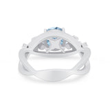 Art Deco Plumeria Flower Infinity Shank Engagement Ring Cubic Zirconia 925 Sterling Silver