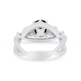 Art Deco Plumeria Flower Infinity Shank Engagement Ring Cubic Zirconia 925 Sterling Silver