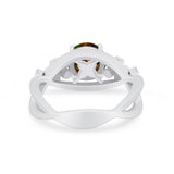 Art Deco Plumeria Flower Infinity Shank Simulated Cubic Zirconia Engagement Ring 925 Sterling Silver