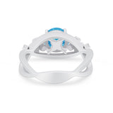 Art Deco Plumeria Flower Infinity Shank Engagement Ring Simulated Cubic Zirconia 925 Sterling Silver