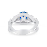 Art Deco Plumeria Flower Infinity Shank Engagement Ring Simulated Cubic Zirconia 925 Sterling Silver