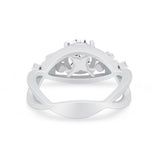 Art Deco Plumeria Flower Infinity Shank Engagement Ring Cubic Zirconia 925 Sterling Silver