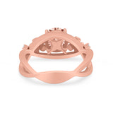 Art Deco Plumeria Flower Infinity Shank Simulated Cubic Zirconia Engagement Ring 925 Sterling Silver