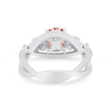 Art Deco Plumeria Flower Infinity Shank Simulated Cubic Zirconia Engagement Ring 925 Sterling Silver